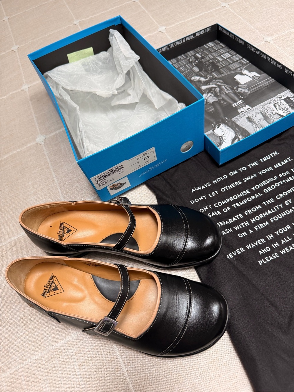 John Fluevog Black Mary Jane Loafer with Buckle
